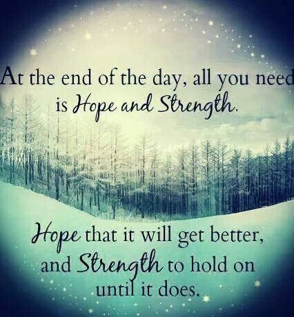 an image with the words at the end of the day, all you need is hope and strength