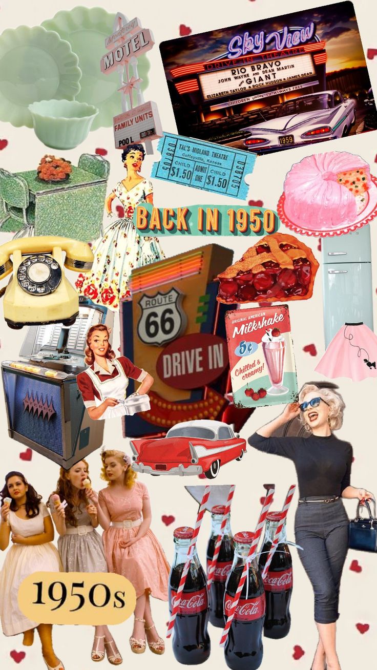 the collage has many different items on it, including coca - cola bottles and advertisements