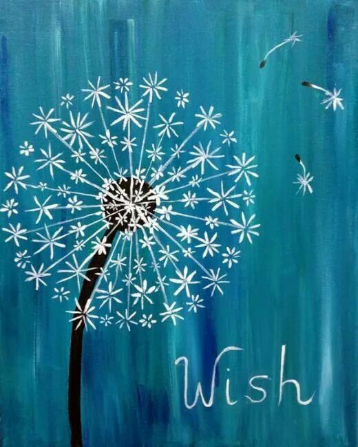 an image of a dandelion with the word wish painted on it