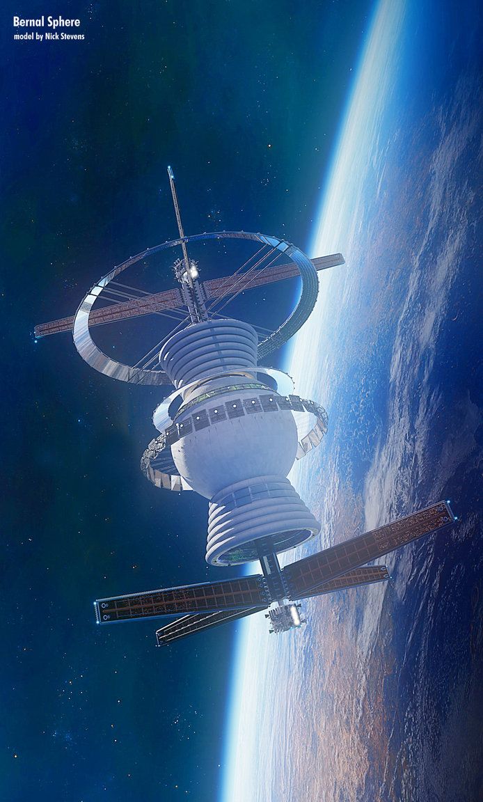 an artist's rendering of a space station in the middle of the earth, as seen from outer space