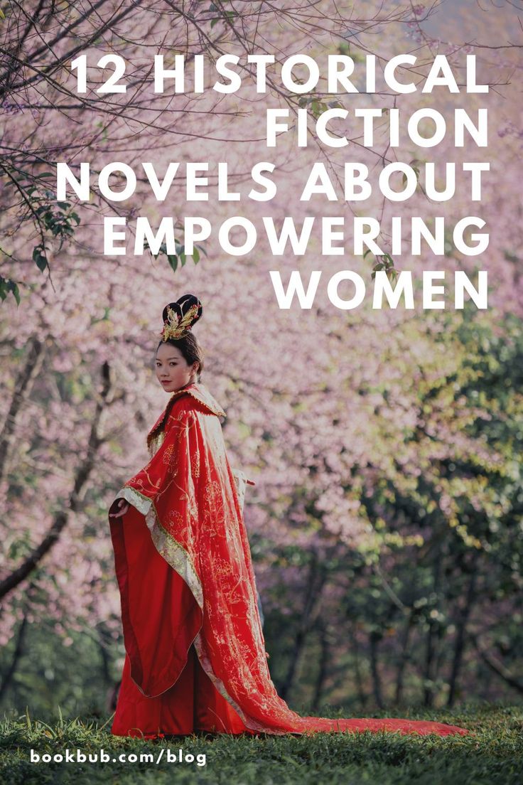 a woman in a red kimono with the words, 12 historical fiction novels about emporing women