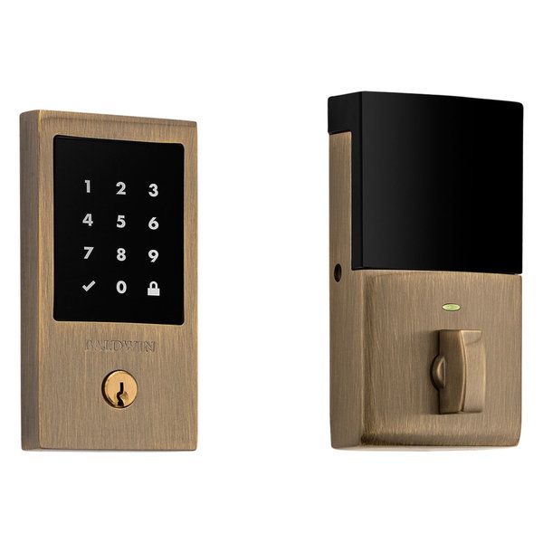 an electronic door lock with the keypad on it and two different styles of locks