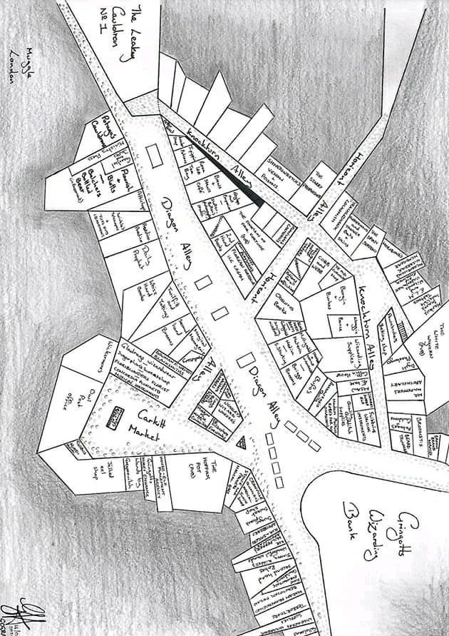 a drawing of a city map with lots of buildings and streets on it's sides