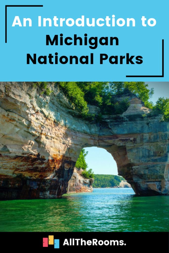 the michigan national park with text overlaying it that reads an instruction to michigan national parks