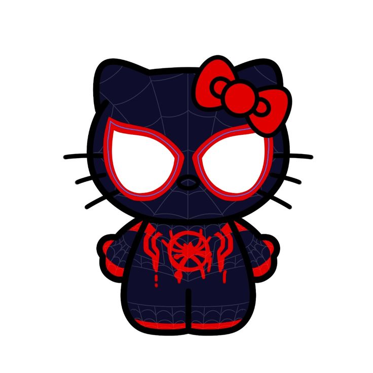 an image of a hello kitty with spider webs on it's face and eyes