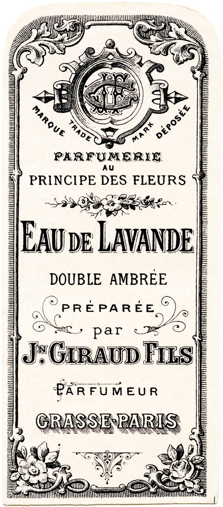 an old french poster with the names of different types of items in black and white