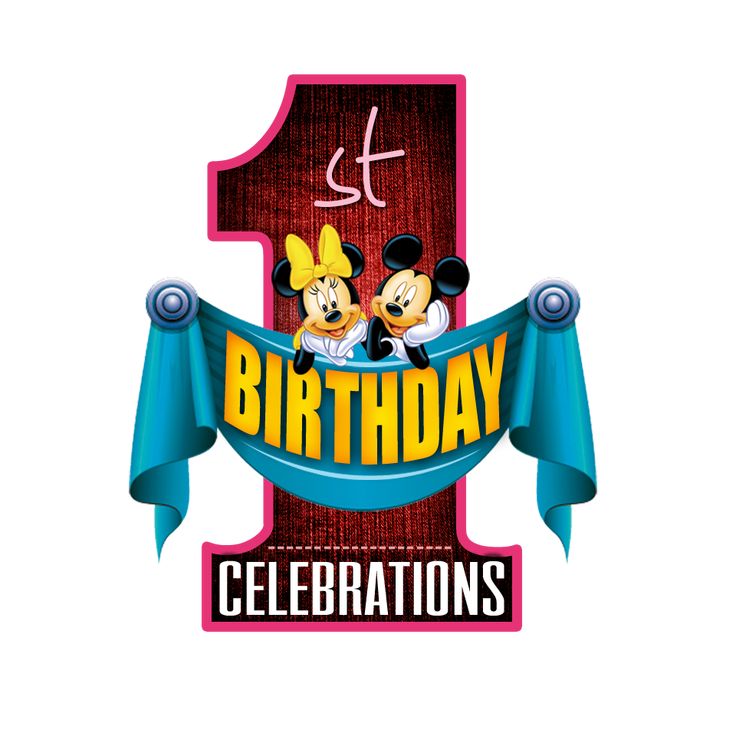 the first birthday logo for mickey and minnie's 1st birthday celebrations is shown in this image