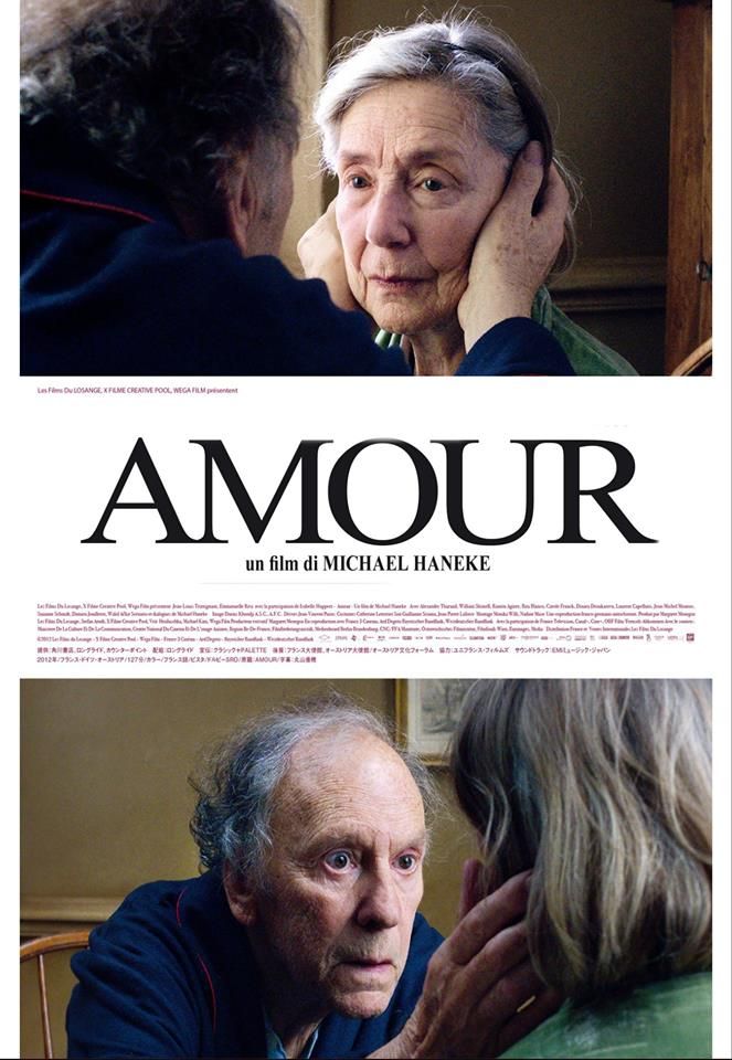 the movie poster for amour with an older man and woman looking at each other