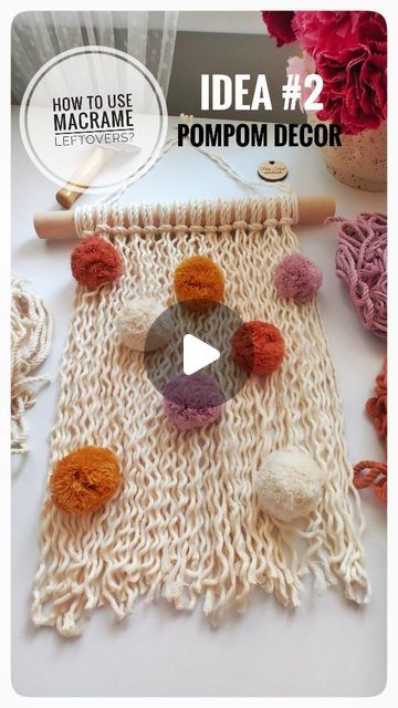 the video shows how to use macrame for pom - pom decor