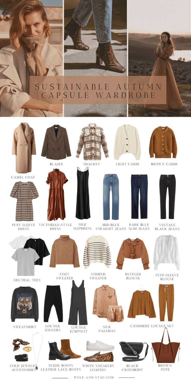 Sustainable Autumn Capsule Wardrobe, Boho Minimalist Capsule Wardrobe, Autumn Looks Outfits, Dark Academia Aesthetic Capsule Wardrobe, Danish Capsule Wardrobe, True Autumn Romantic Style, Sustainable Fall Fashion, Autumn Travel Wardrobe, Sustainable Wardrobe Capsule