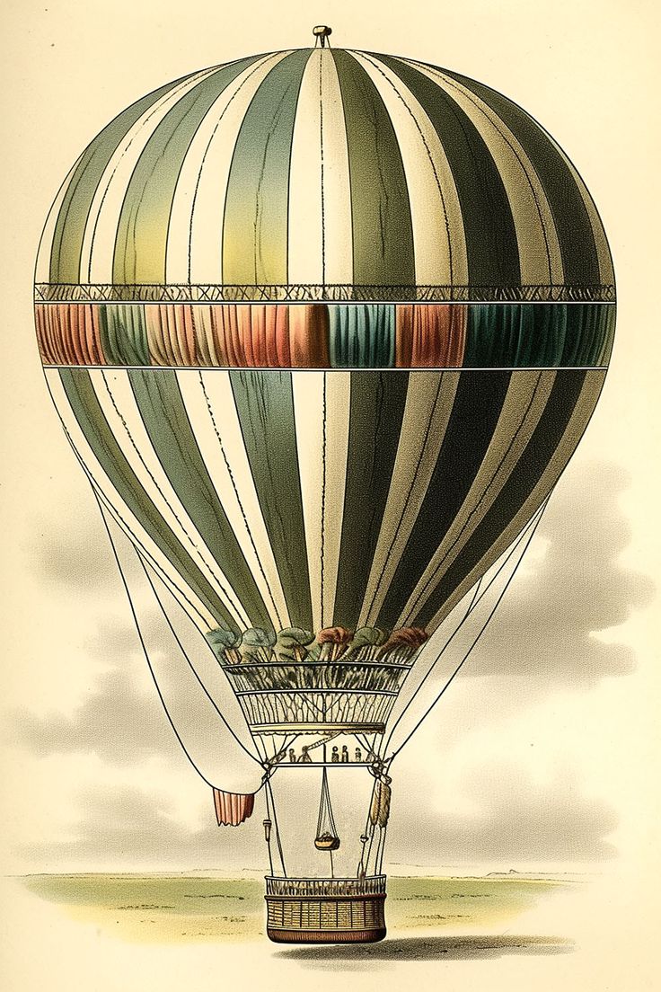 an illustration of a hot air balloon flying in the sky