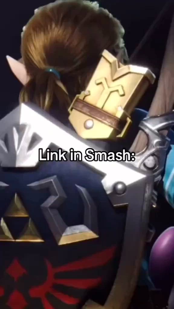 This may contain: the legend of zelda link in smash has been added to an image with text