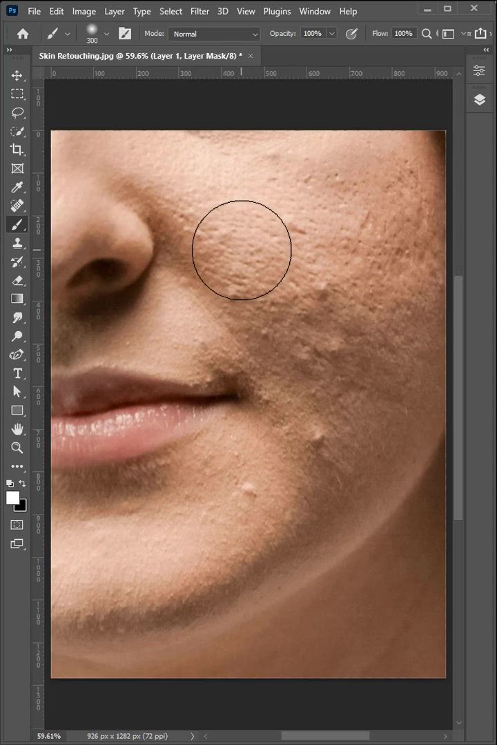 This may contain: an image of a woman's face and nose with the circle on her cheek