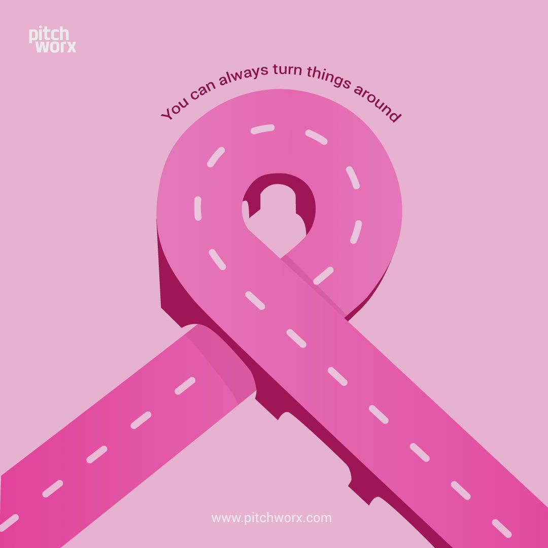 This may contain: a pink ribbon with the words you can always turn things around