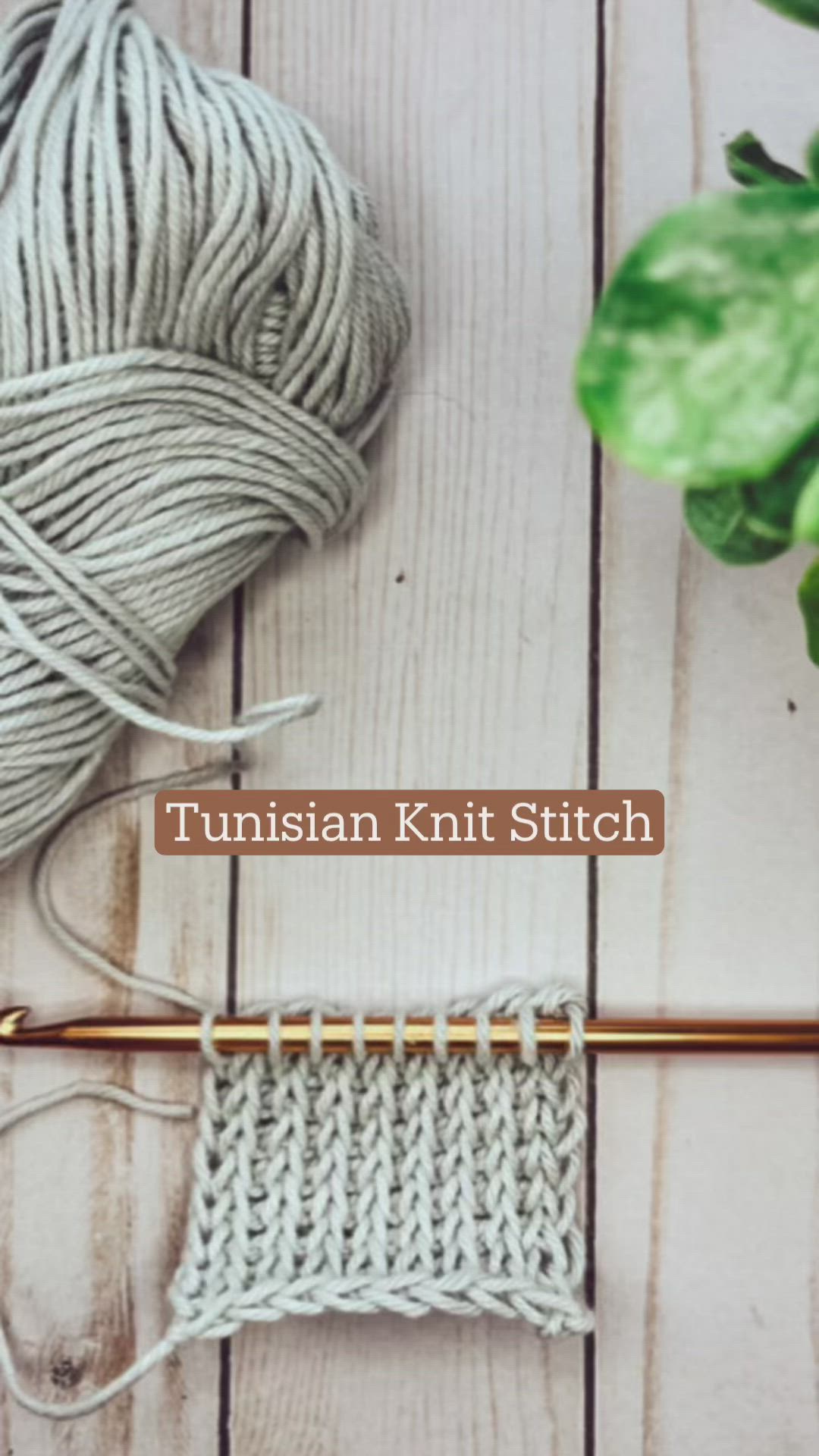 This may contain: an image of yarn and knitting needles on a wooden surface with text that reads, turkish knit stitch