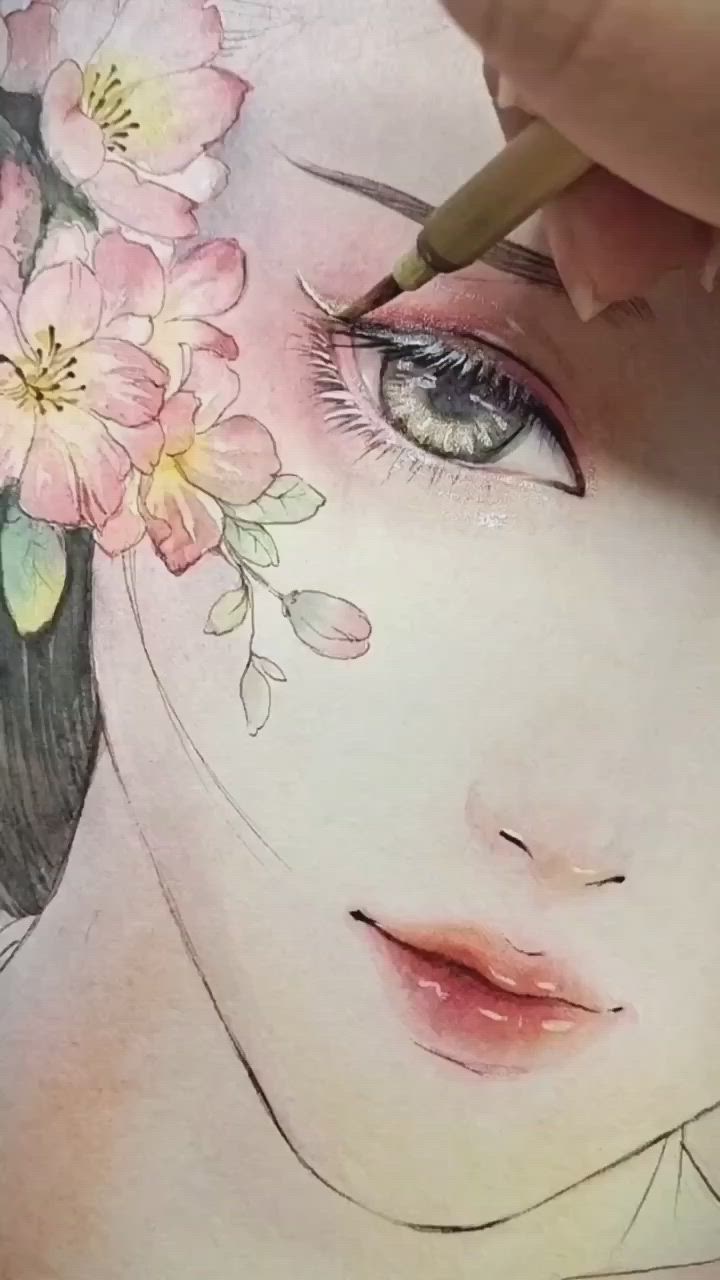 This may contain: a woman's face with flowers painted on it