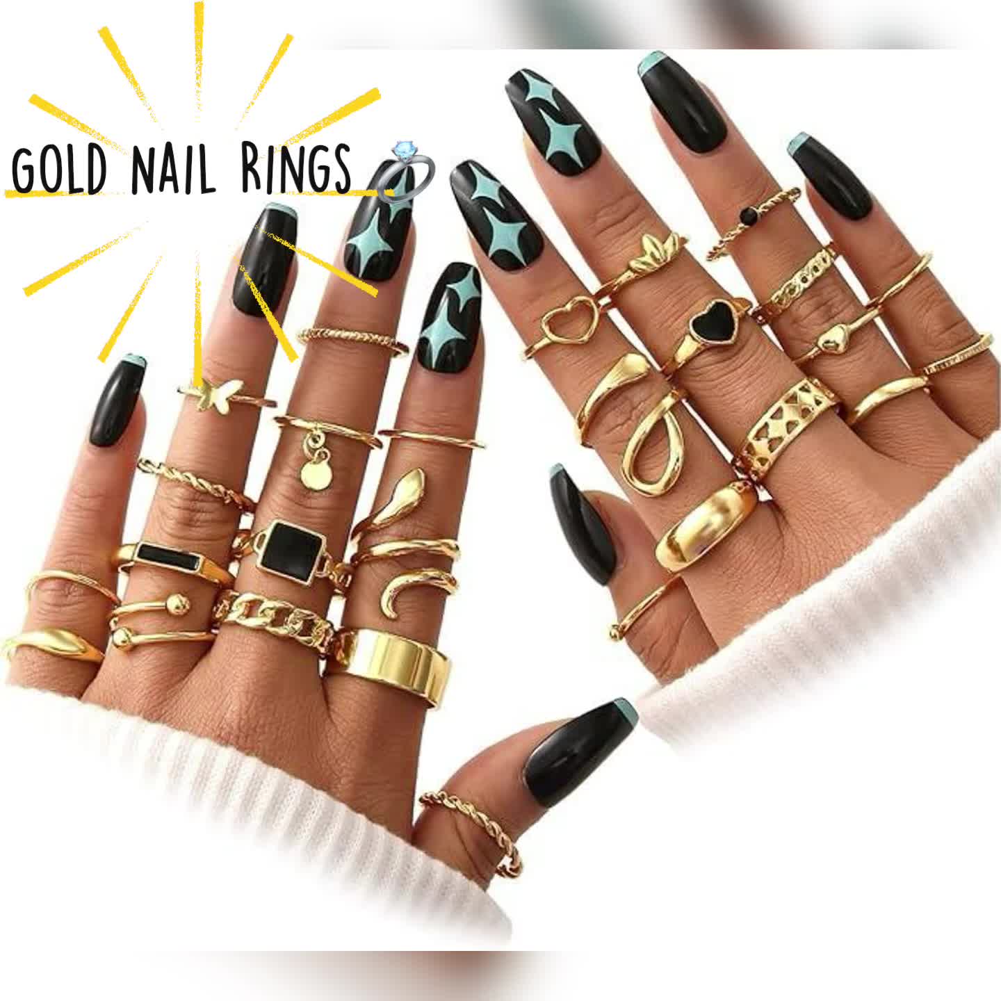  

Gold Nail Rings 💍☀️

