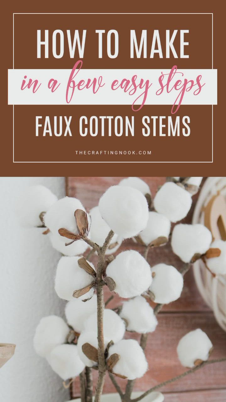This may contain: how to make faux cotton stems in a few easy steps