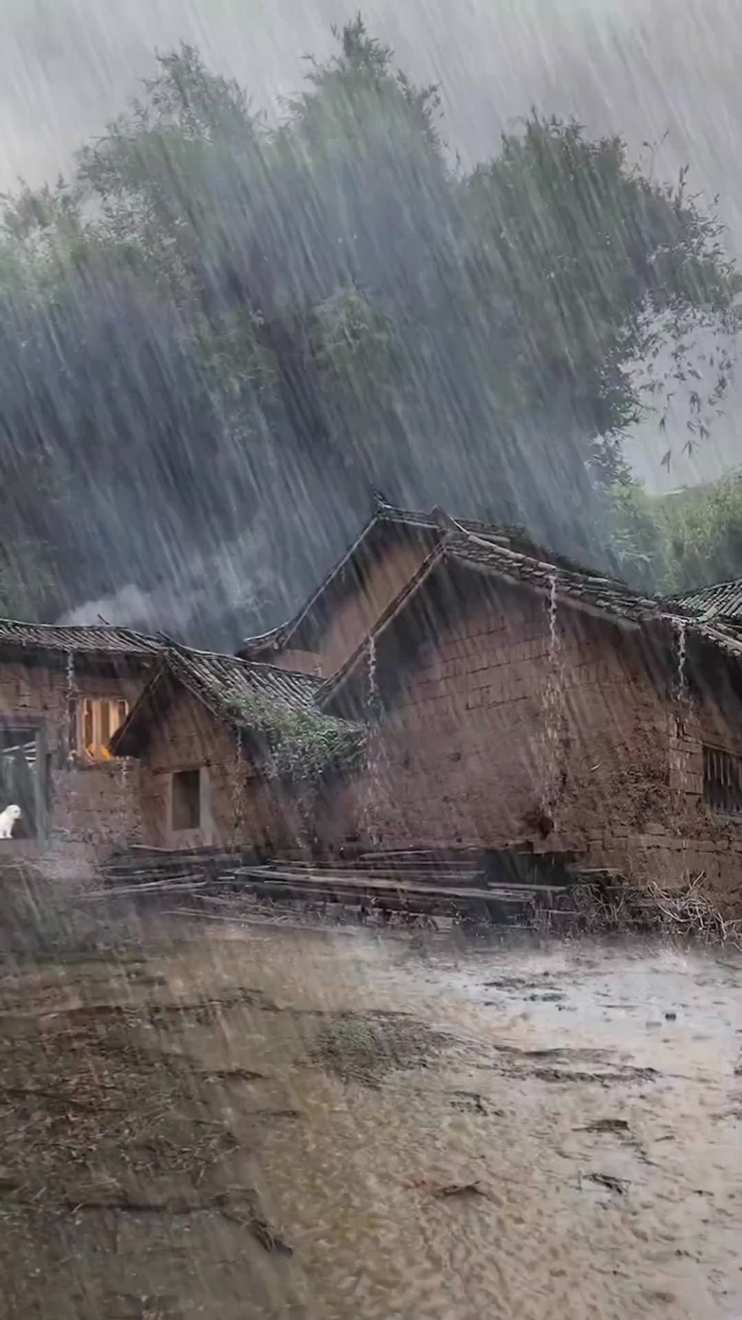 This may contain: an image of a house that is in the rain