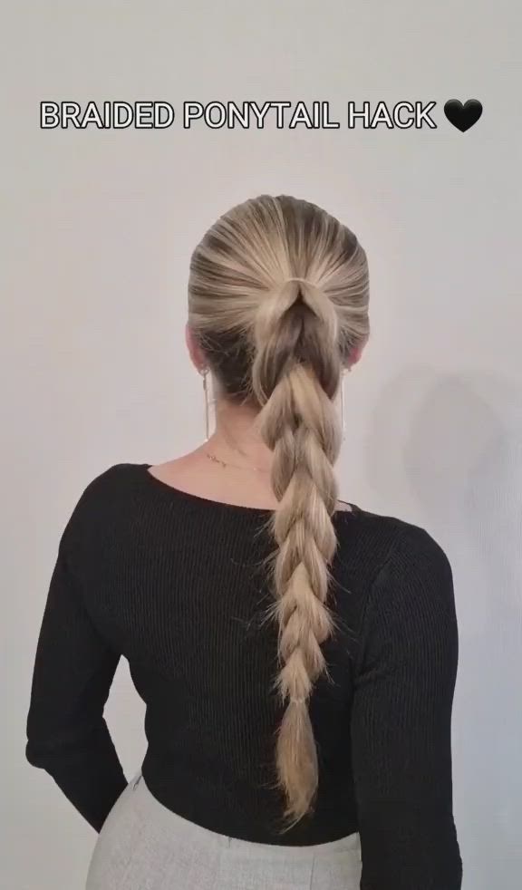 Braided ponytail hairstyle hack for long hair 💖 Video credits: poppy_hairstyles