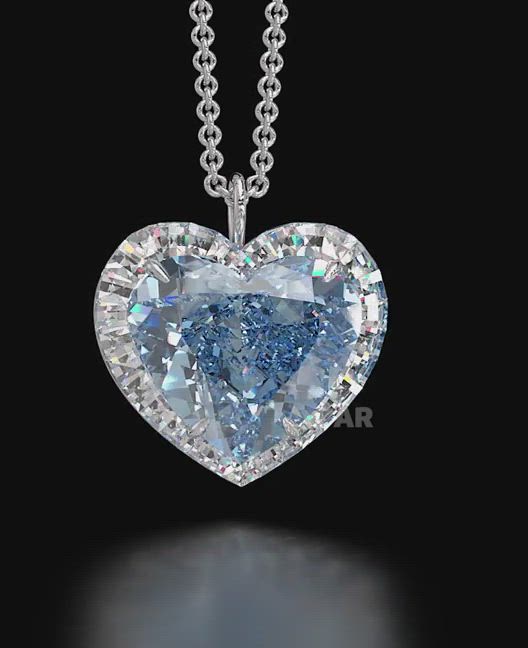 This contains an image of: Fancy intense blue heart shaped diamond