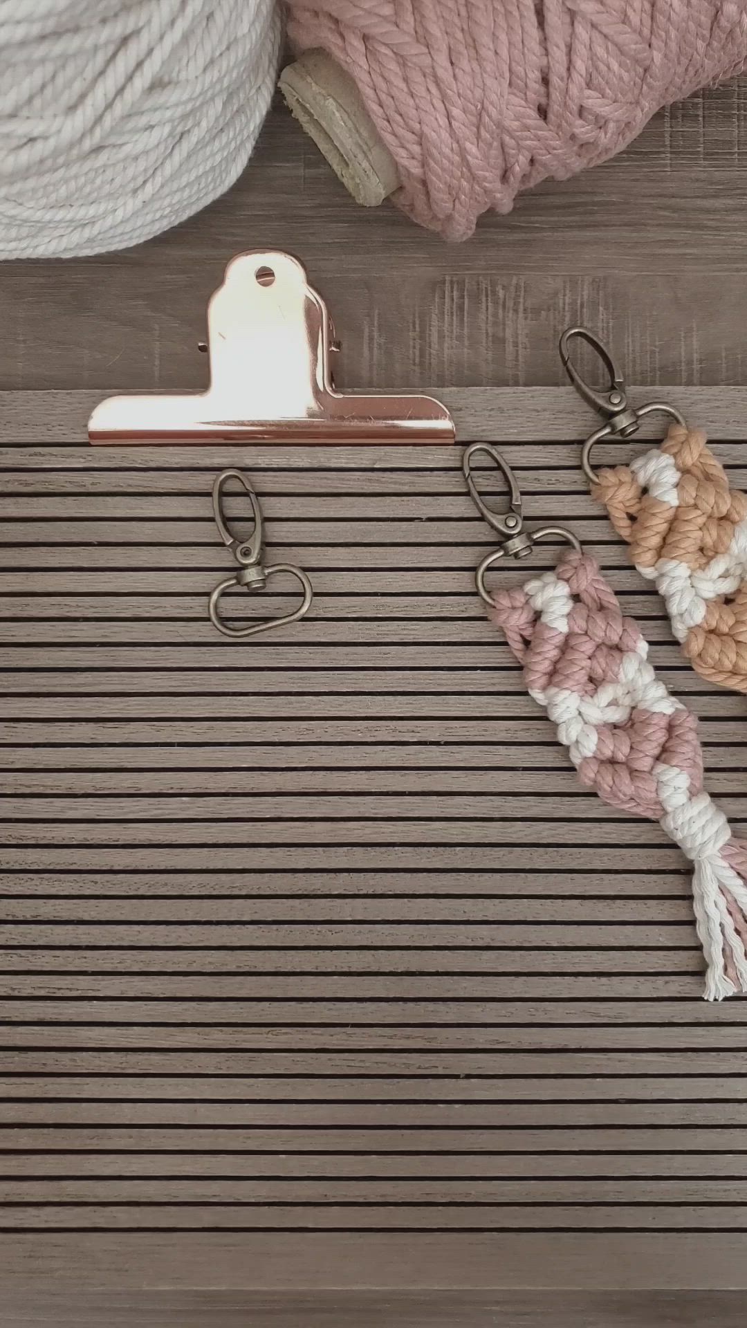 This contains an image of: DIY Macrame Keychain | DIY Gantungan Kunci Macrame