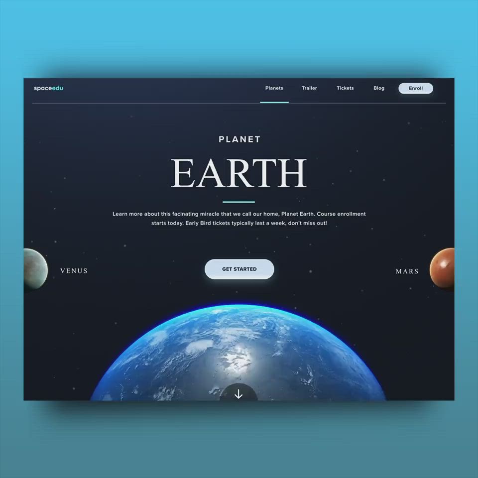 This may contain: the planet earth landing page is shown