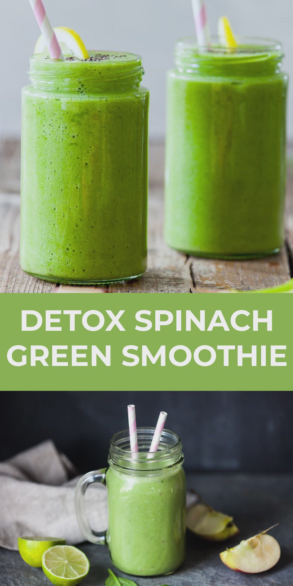 This contains an image of: Delicious Green Spinach Smoothie