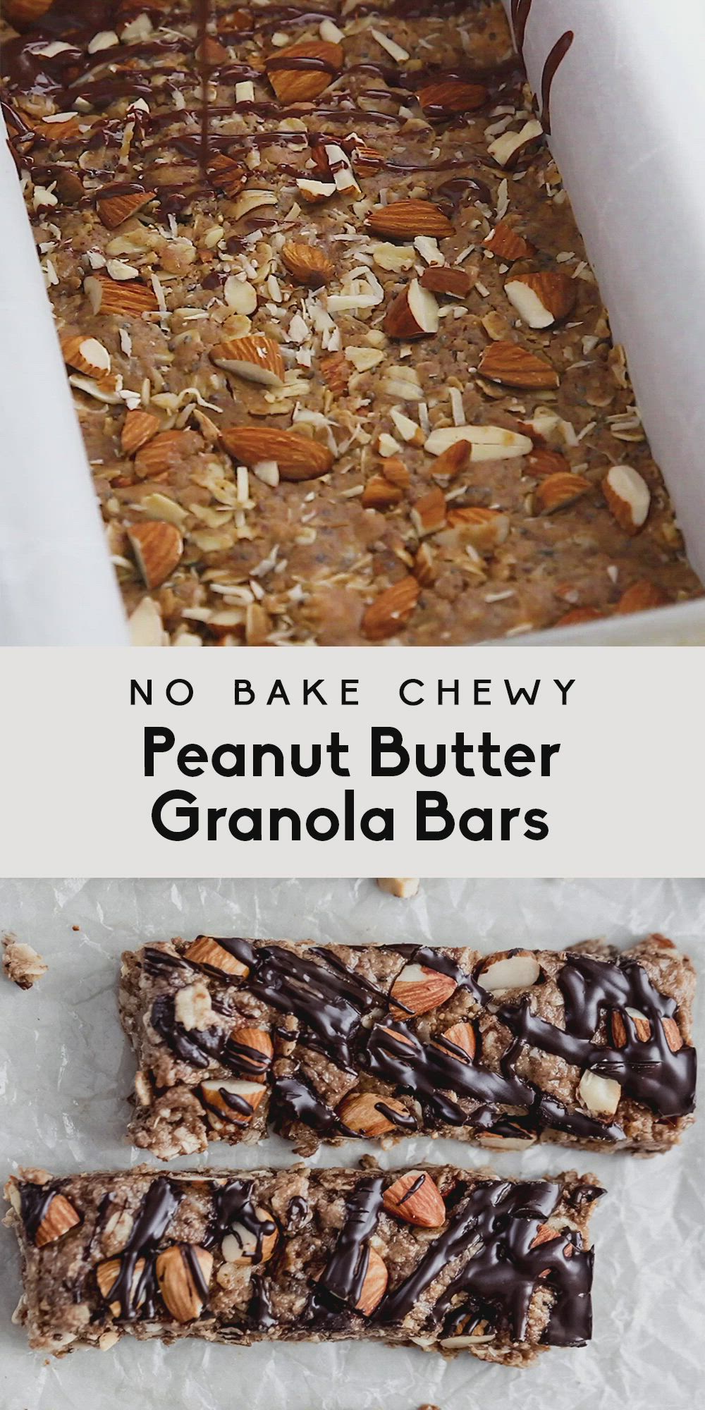 This may contain: no bake chewy peanut butter granola bars