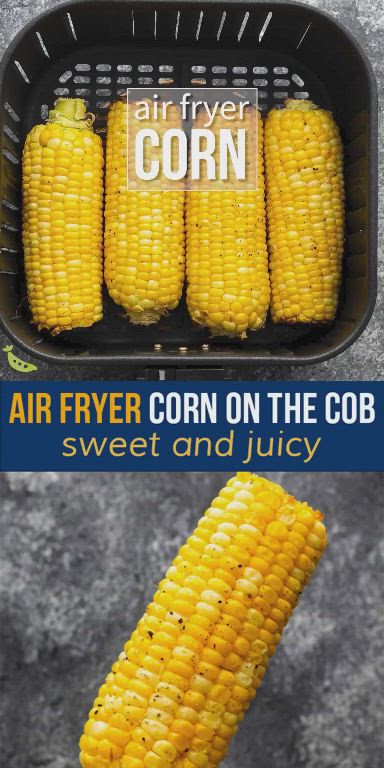 This may contain: an air fryer corn on the cob is being cooked