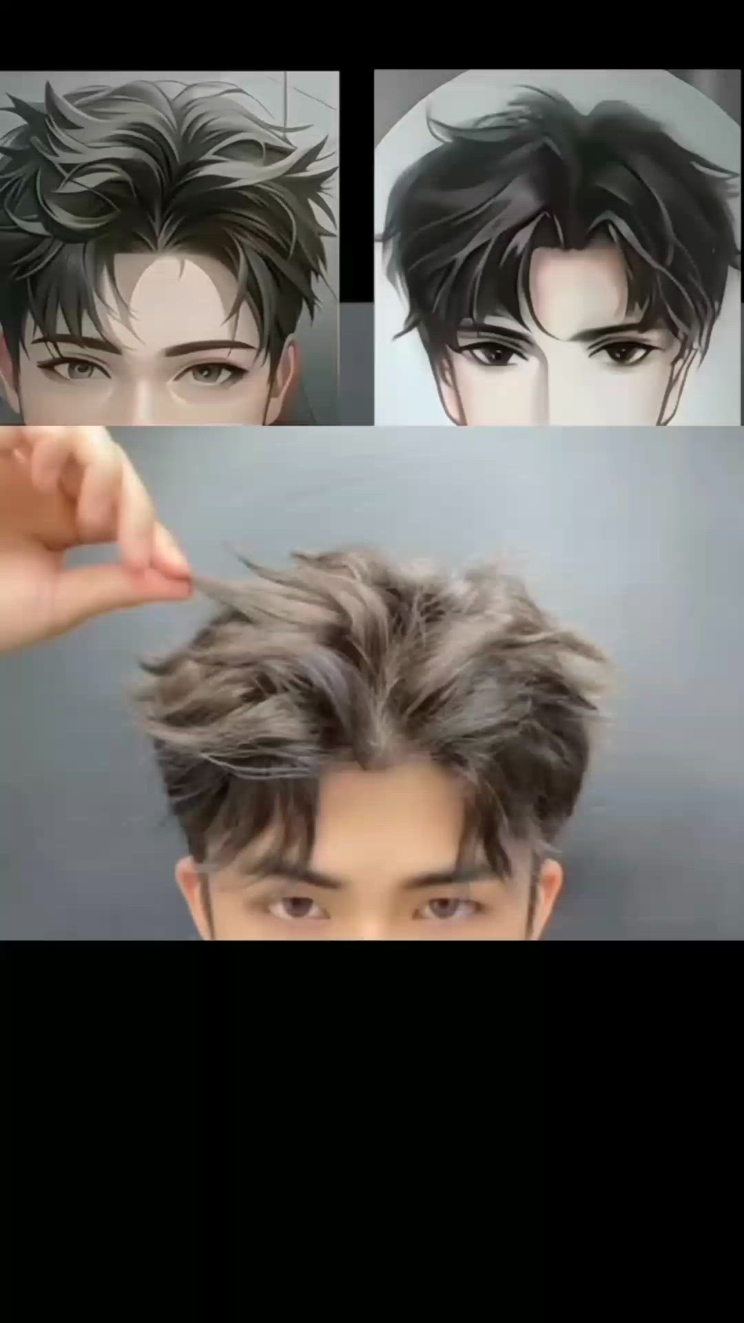 This contains: Anime hairstyle tutorial for boys #anime #hairstyle