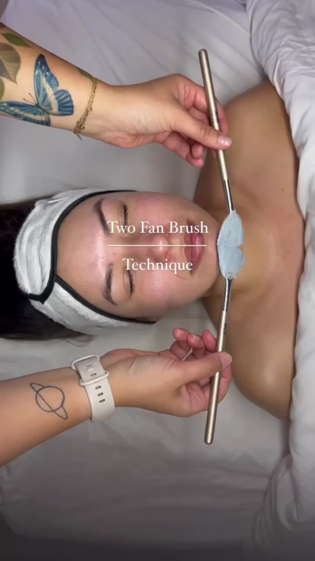 This contains an image of: Using the best glow skincare fan brushes
