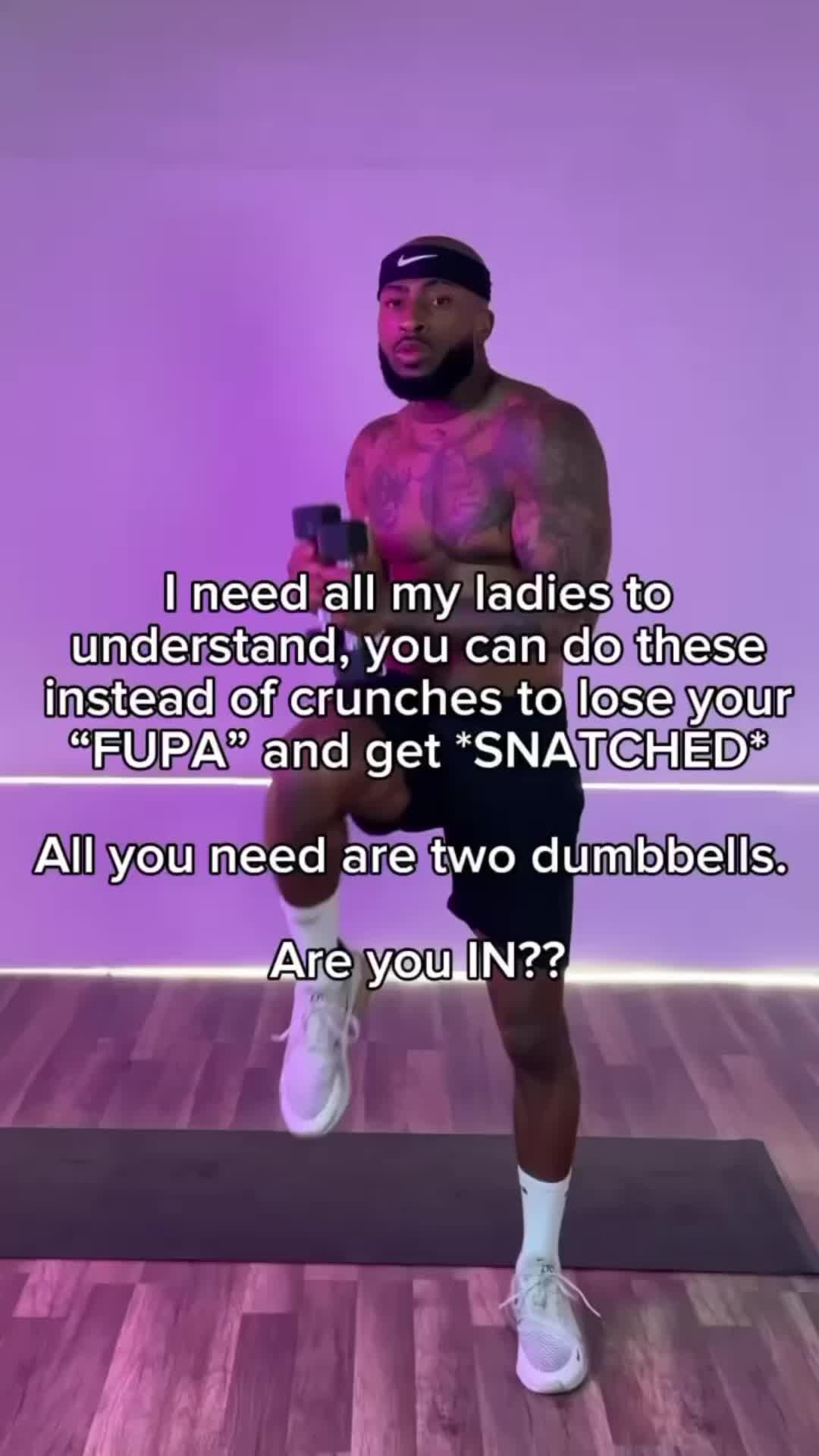 This may contain: a man with tattoos on his body is standing in front of a purple background