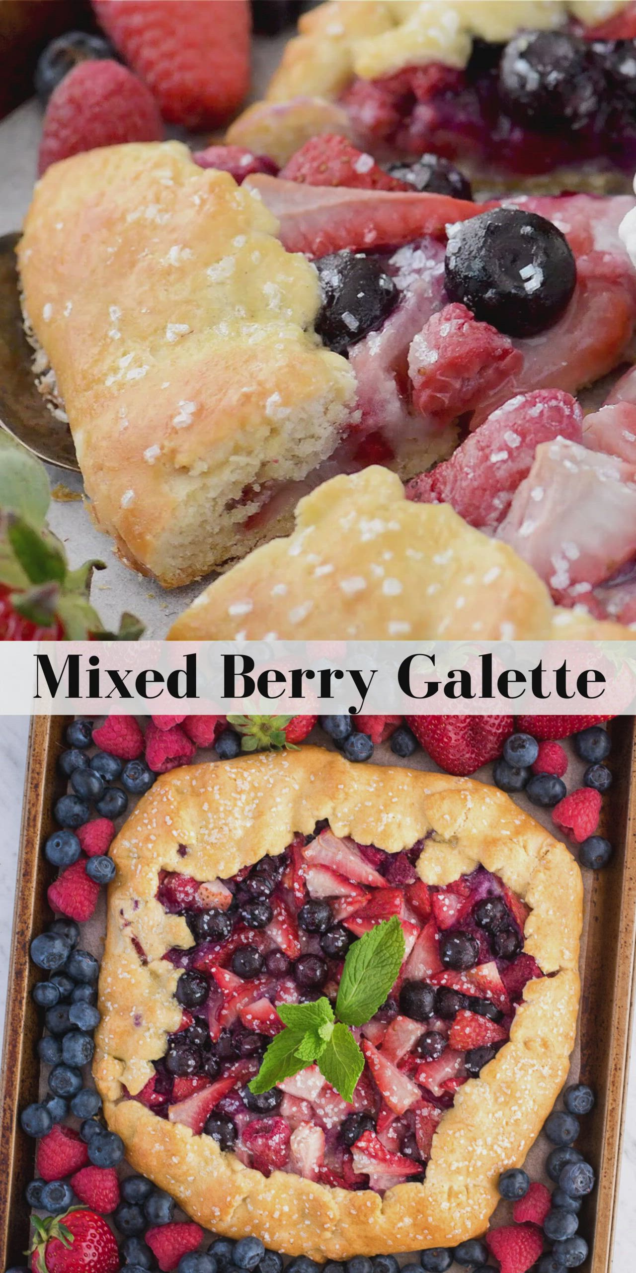This contains: how to make a berry galette pie video pin
