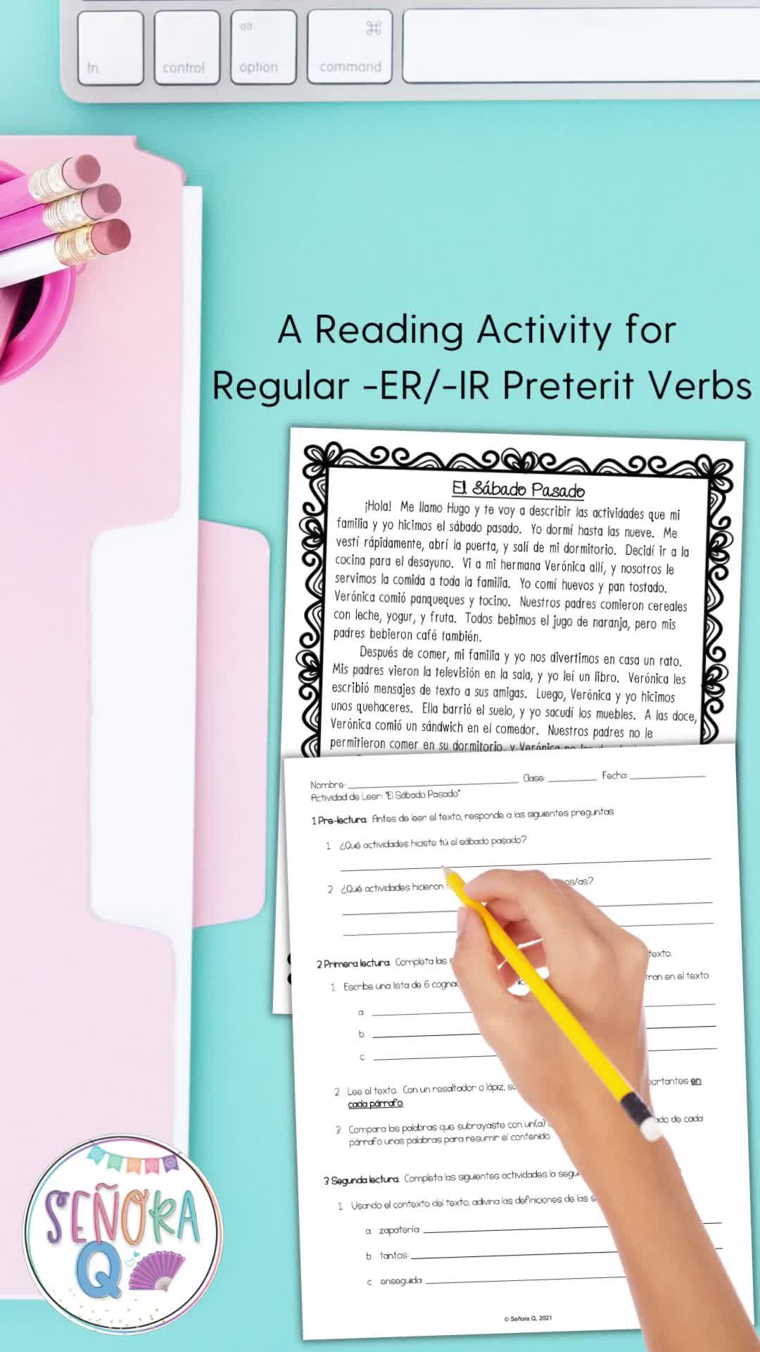 Boost your Spanish students’ comprehension skills with this engaging reading activity featuring ER and IR preterit-tense verbs in a comprehensible setting! Follow Hugo and his family and friends on their adventures last Saturday through a captivating story. Includes comprehension activities designed to reinforce ER and IR preterit-tense verbs and reading comprehension.