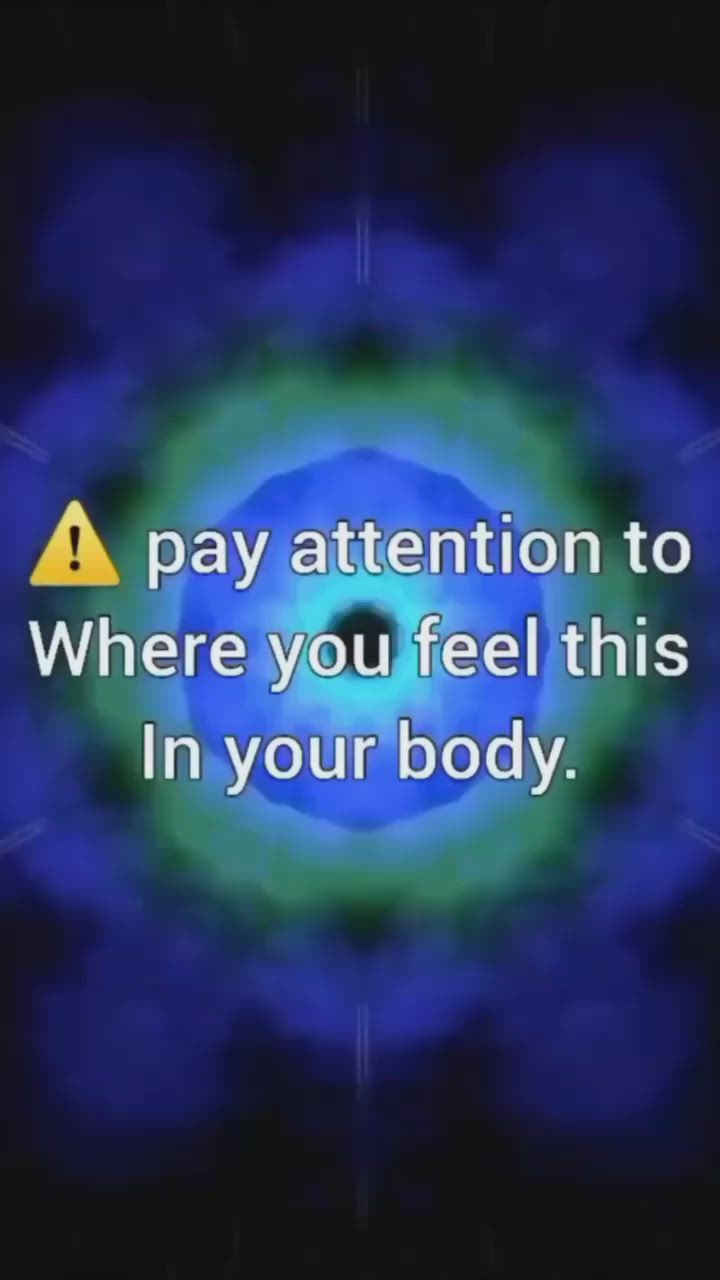 This may contain: the text reads, pay attention to where you feel this in your body on a blue and green background