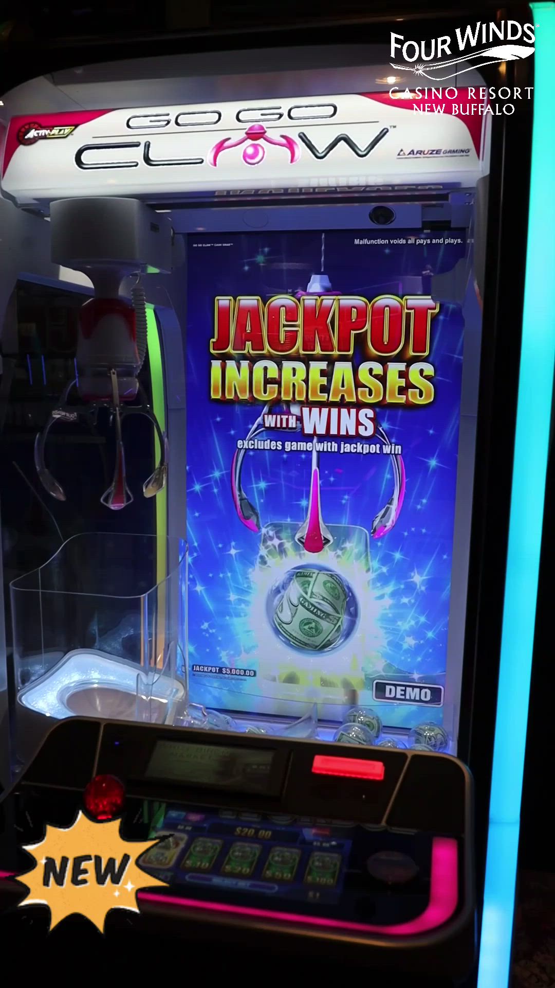 This may contain: the jackpot increasers slot machine is on display