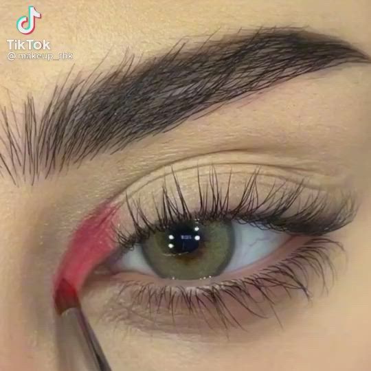 This contains an image of: Red eye makeup tutorial