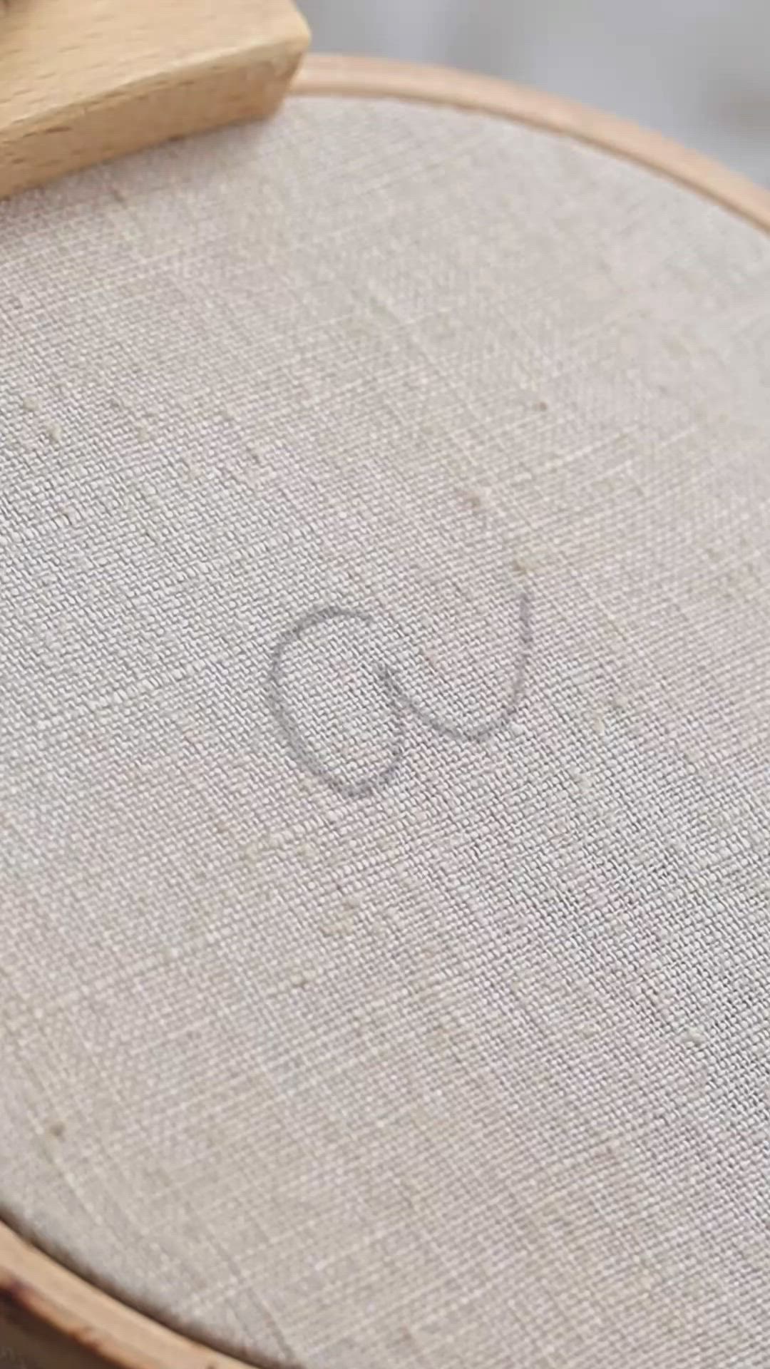 This may contain: a close up of a cross stitch on a wooden table