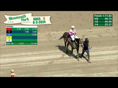 video thumbnail for MONMOUTH PARK 8-3-24 RACE 6