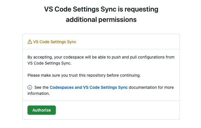 cVS Code Settings Sync is requesting additional permissions