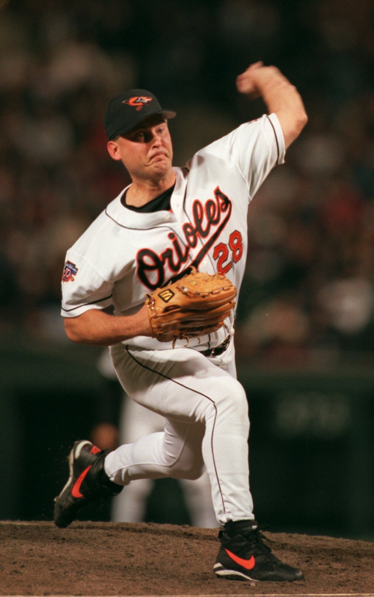 BALTIMORE, MD. ---- APRIL 22, 1997 ---- Randy Myers throws against the Chicago White Sox, earning another Save. STAFF PHOTO/ John Makely.