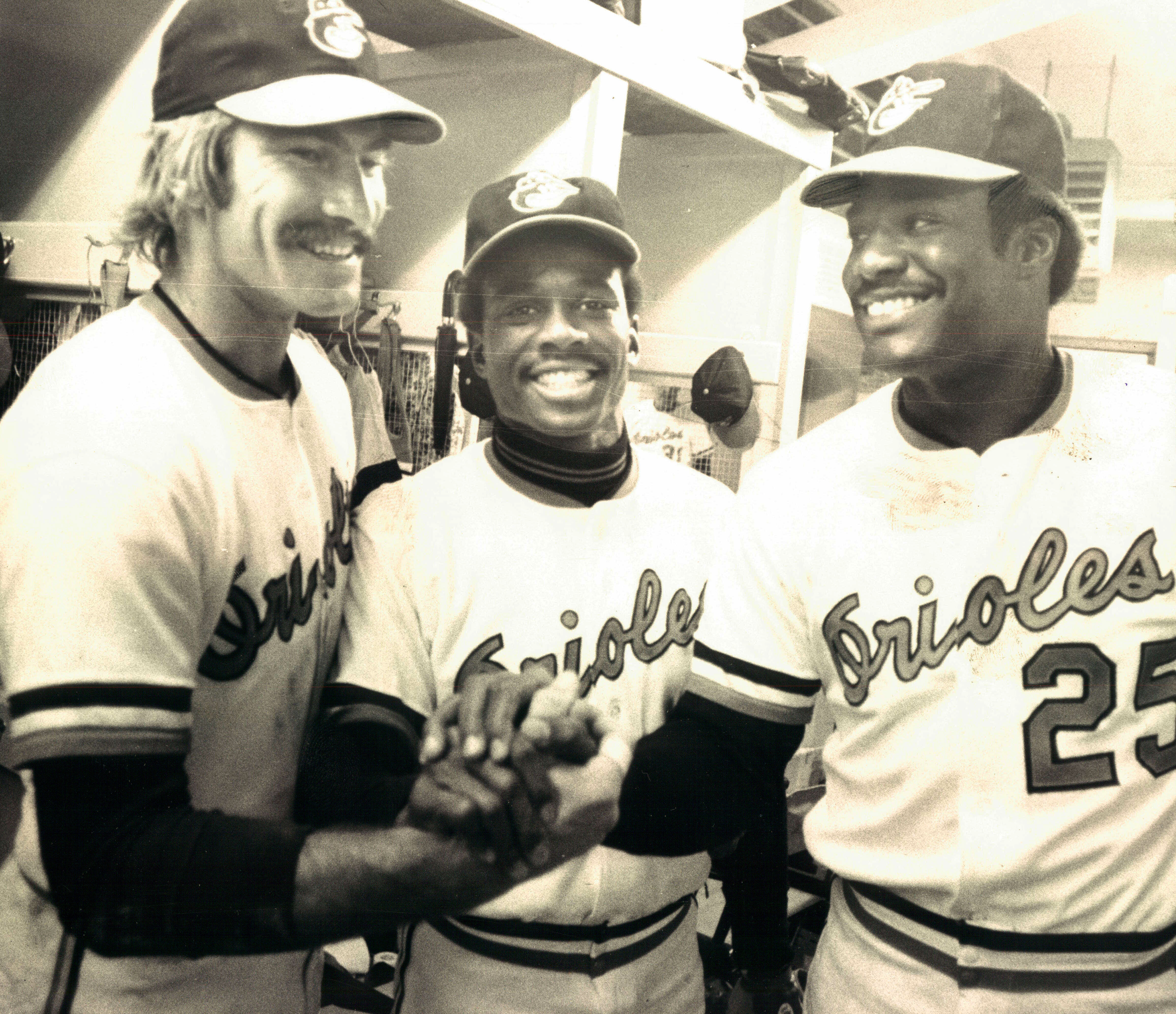 Al Bumbry, center, with Bobby Grich, left, and Don Baylor in 1974. (Staff Photo)