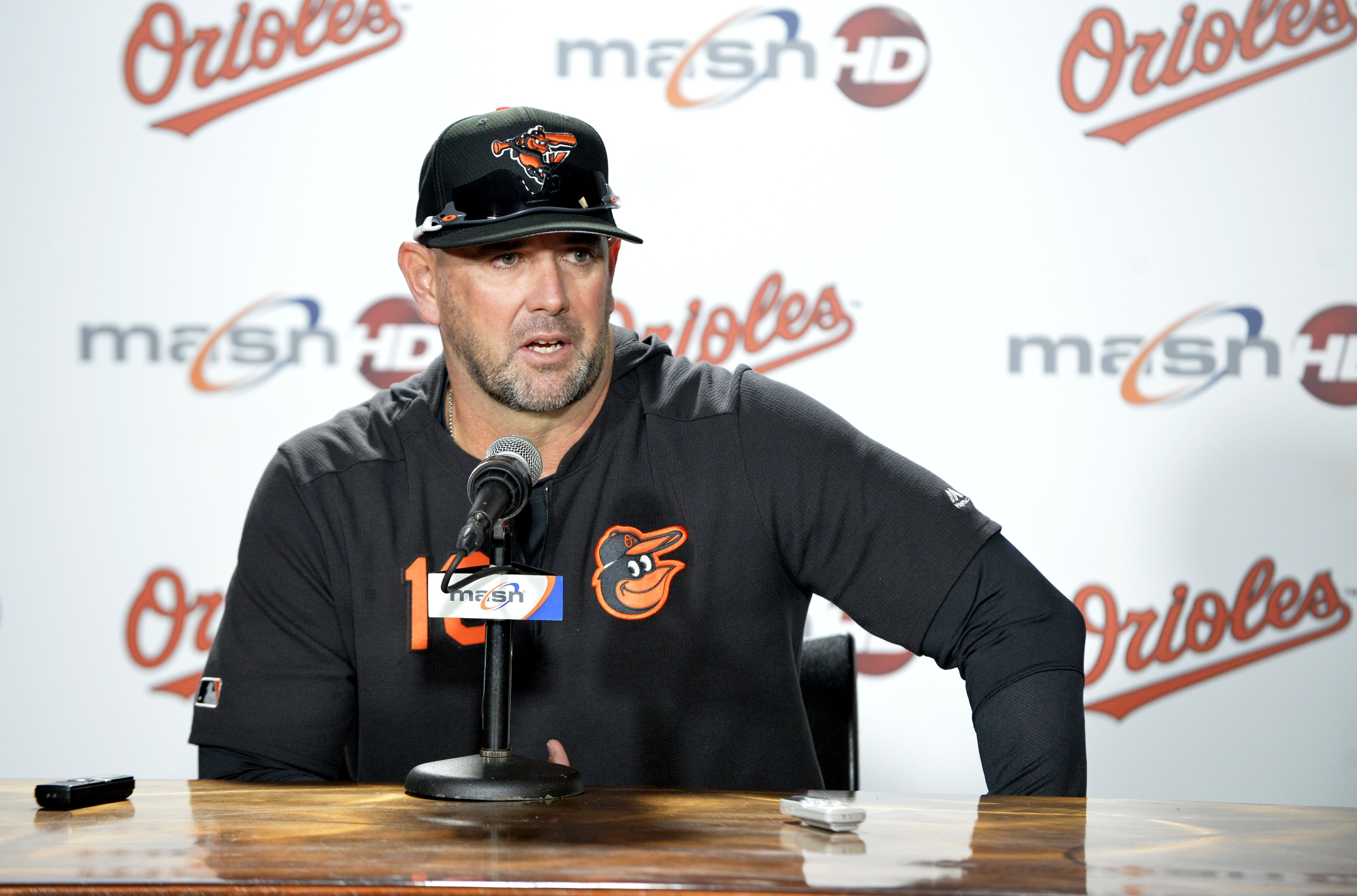 Orioles' manager Brandon Hyde speaks to the media before his first Opening Day. Baltimore Orioles' Opening Day vs. New York Yankees at Camden Yards.