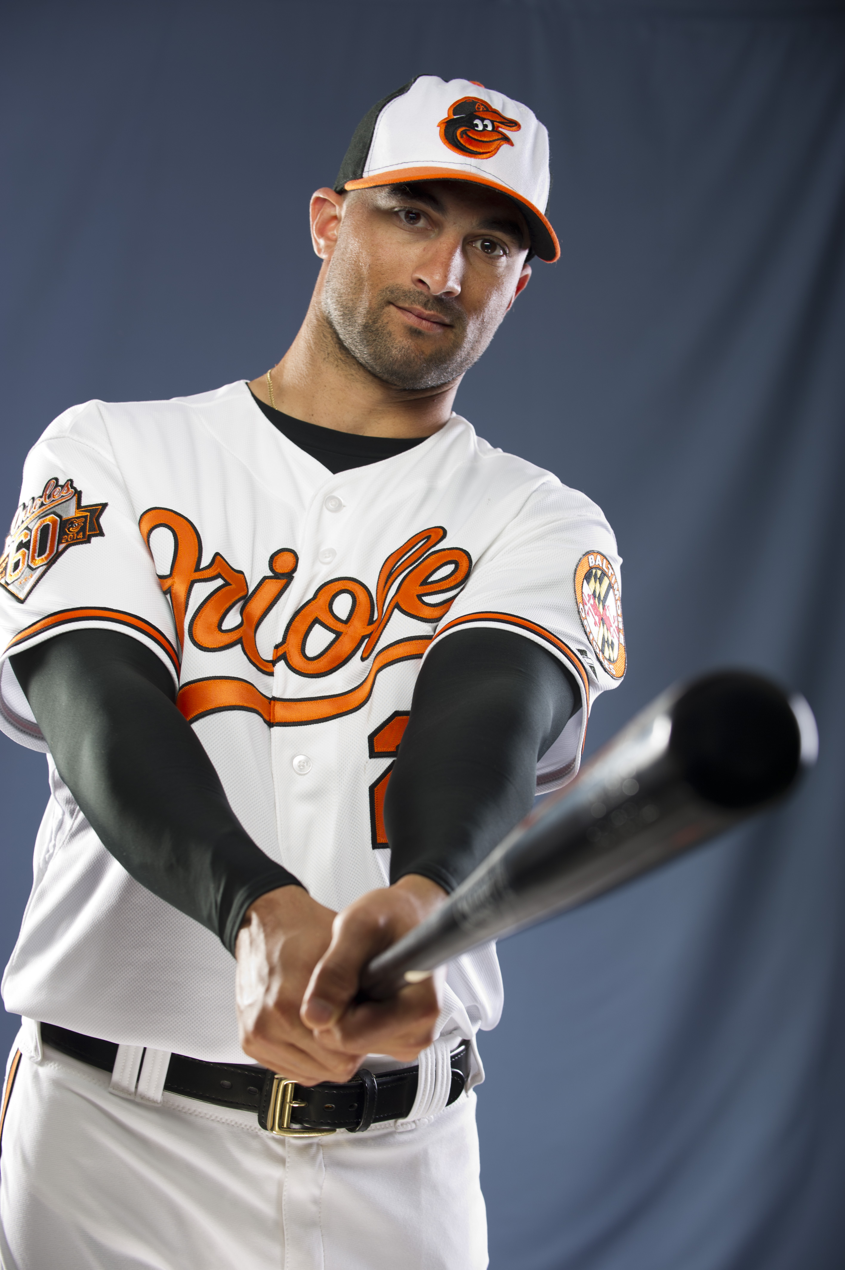 Sarasota, FL -- 02/22//2014 -- Baltimore Orioles right fielder Nick Markakis (21) poses for the team's photo day at the Orioles' spring training facility Saturday, Feb. 22, 2014. (Karl Merton Ferron/Baltimore Sun Staff) [BBG ORIOLES 2014 SPRING TRAINING PHOTO DAY] (_DSC1886.dng)]