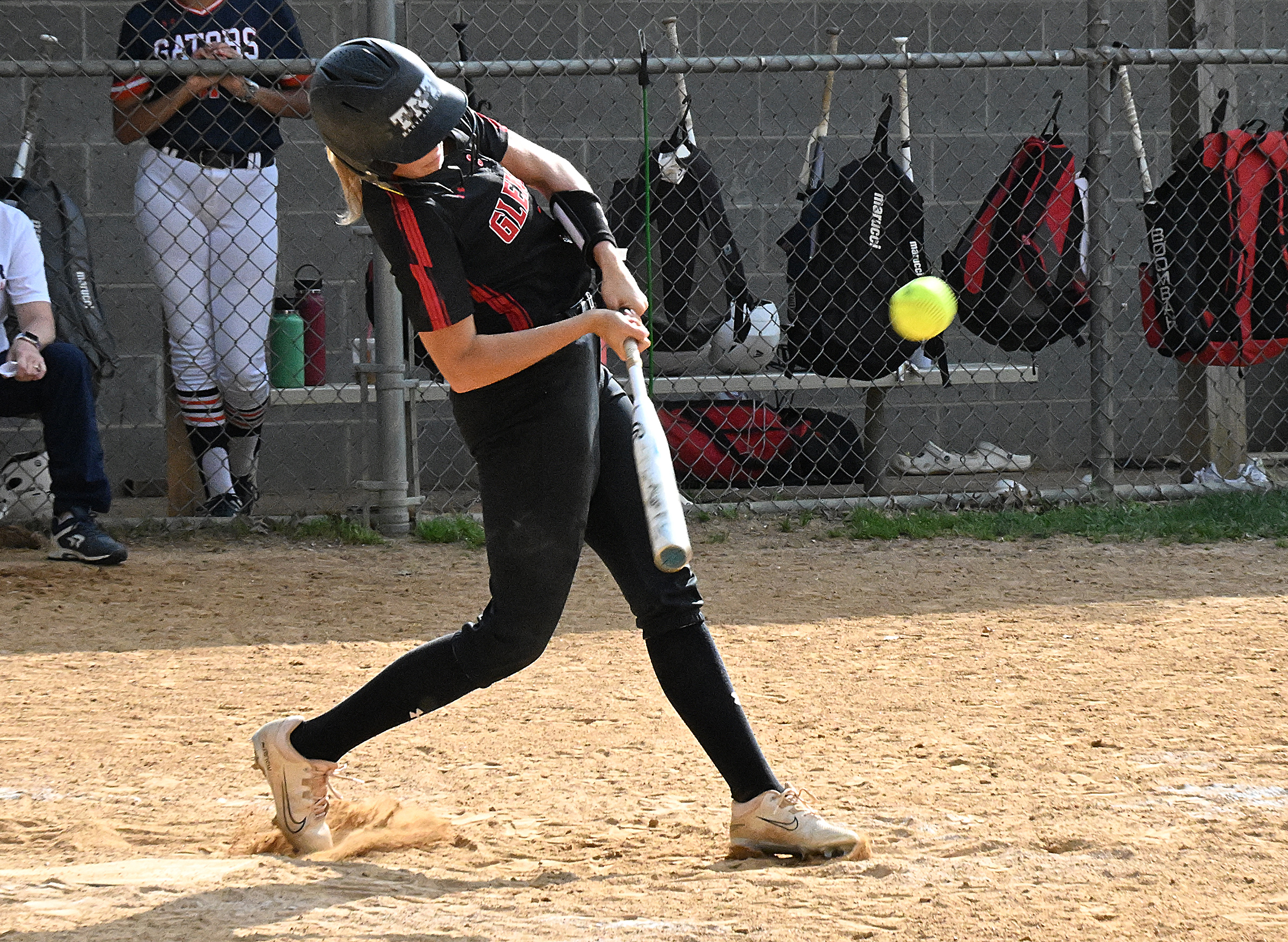 Glenelg #3, Reese Holden RBI double to center field in the 5th inning. Reservoir vs. Glenelg softball at Reservoir High School. The Gladiators edged the Gators 6-4. (Jeffrey F. Bill/Staff photo)