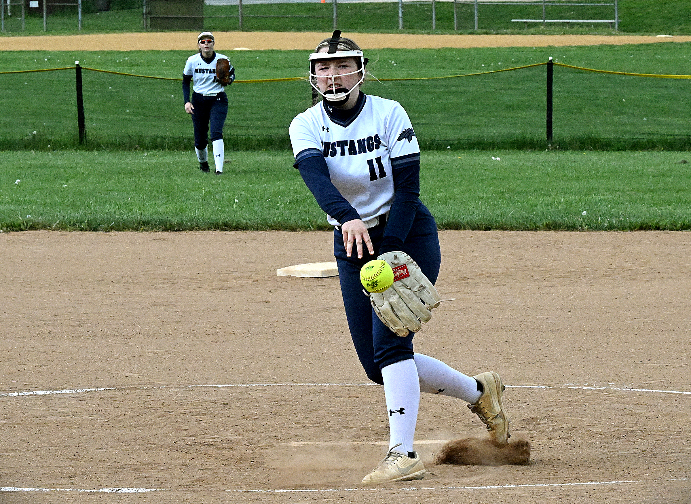 Marriotts Ridge starting pitcher #11, Liv Ober. Marriotts Ridge vs. Mt. Hebron softball at Marriotts Ridge High School. (Jeffrey F. Bill/Staff photo)