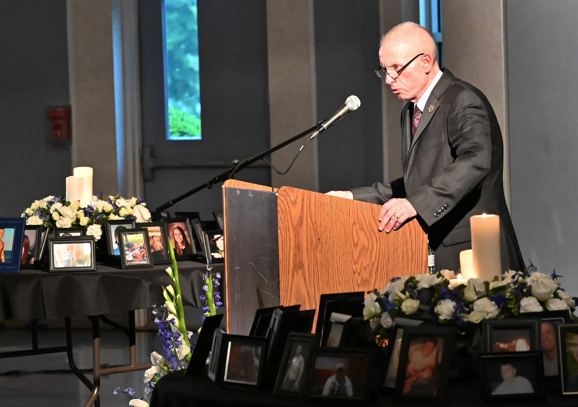State's Attorney Haven N. Shoemaker, Jr., hosted and served as MC at the 9th Annual Drug Overdose and Prevention Vigil Tuesday at Portico at St. John in Westminster. (Jeffrey F. Bill/Staff photo)