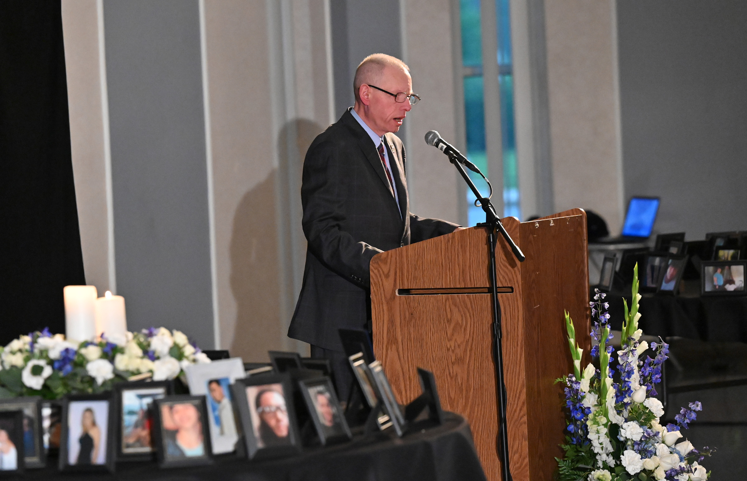 State's Attorney Haven N. Shoemaker, Jr., introduces Beth Schmidt for "A Family's Perspective" at 9th Annual Drug Overdose and Prevention Vigil Tuesday at Portico at St. John in Westminster. (Jeffrey F. Bill/Staff photo)