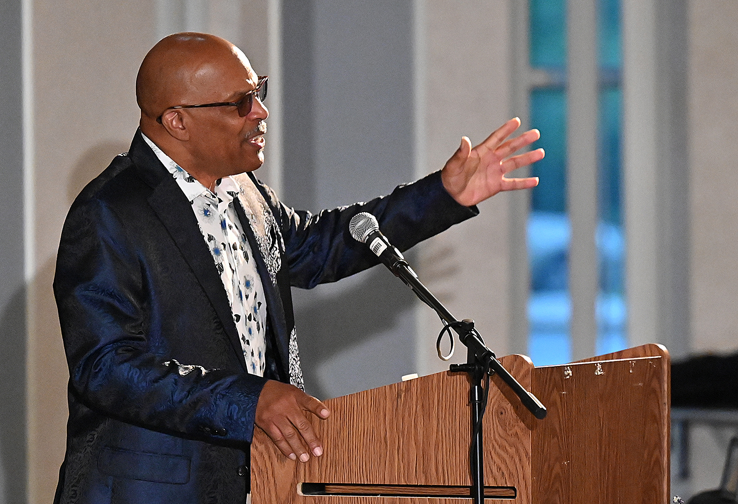 Keynote Speaker, Ike Dixon, shares his experience with drug addictionat the 9th Annual Drug Overdose and Prevention Vigil Tuesday at Portico at St. John in Westminster. (Jeffrey F. Bill/Staff photo)